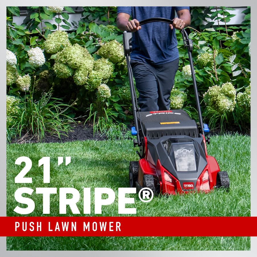 Toro 60V MAX* 21 in. (53cm) Stripe® Push Lawn Mower - 4.0Ah Battery Included (21611)