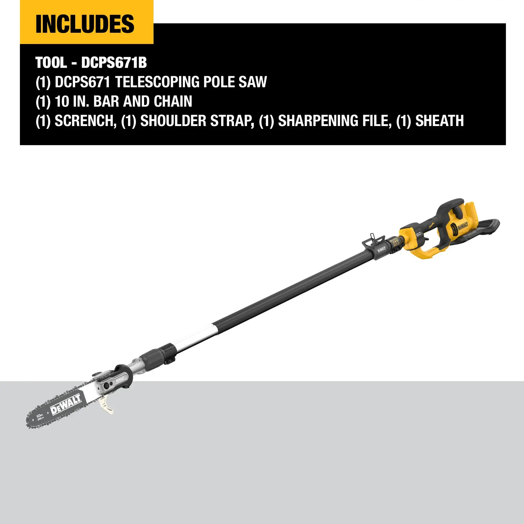 DEWALT® 60V MAX* 10-in. 140-in. Telescoping Pole Saw (Tool Only)